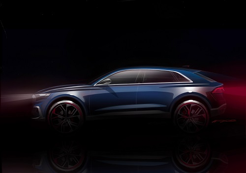 Audi Q8 Concept 2018 Erlkönig Concept Car Bilder der Studie wie der neue Audi Q8 aussehen kann Seitenansicht Bildquelle: audi-mediacenter.com