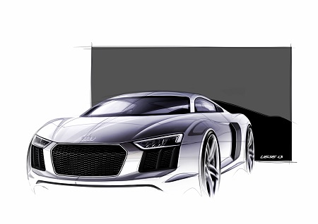Audi R8 Spyder Cabrio 2016 Frontansicht Skizze Bildquelle: Audi.de