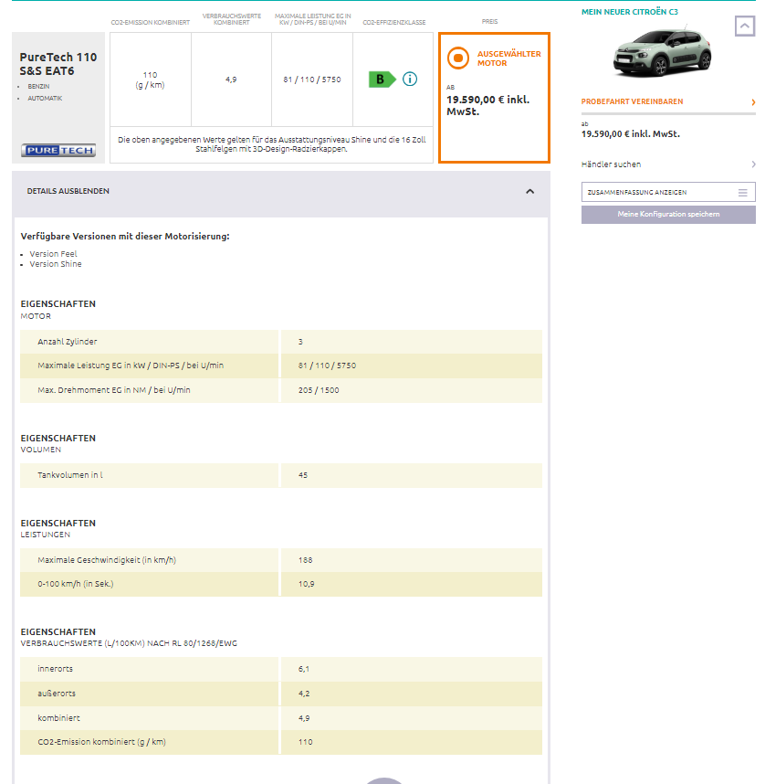Citroen C3 PureTech 110 S&S EAT6