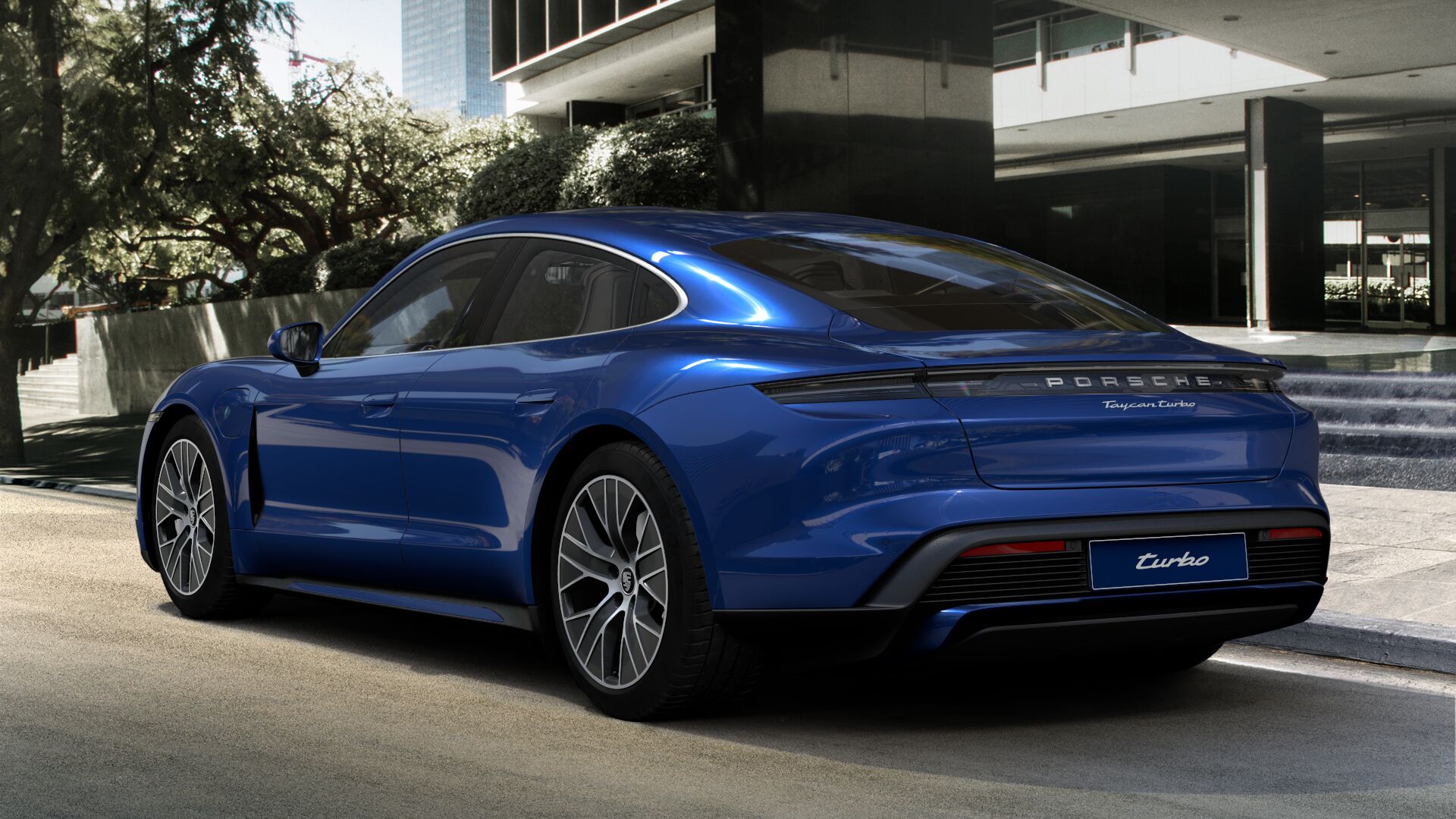 Heckansicht des neuen Porsche Taycan Turbo Bildquelle: Porsche