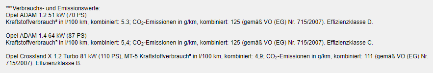 Opel Adam Amazon Angebot Verbrauchswerte Bildquelle: amazon.de