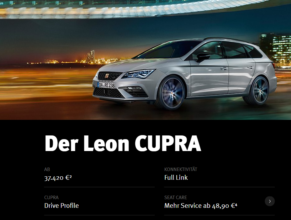 ReimportImport Seat Leon Cupra 290 aus Polen Bildquelle: Seat.de