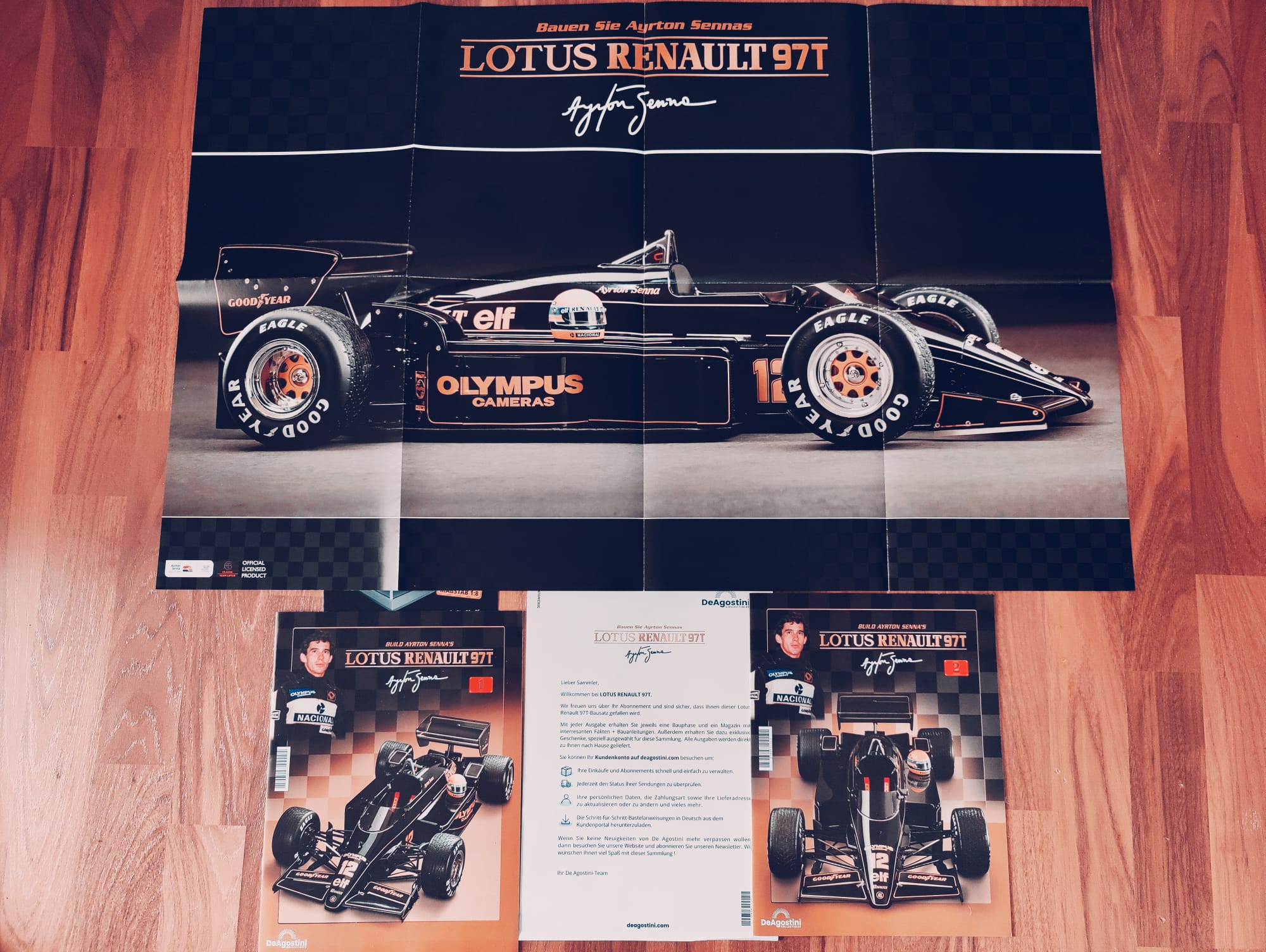 Sammlerbausatz Lotus Renault 97T von Ayrton Senna mit Poster