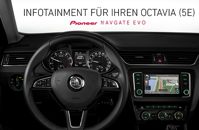 Skoda Octavia 5E Integration vom NAVGATE EVO im Armaturenbrett-Cockpit Bildquelle: car-pioneer.de