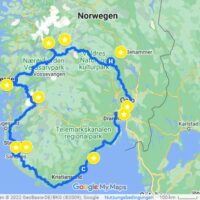 Urlaubsrouten mit dem Auto, mit Zelt auf dem Dach Bildquelle: Google Maps